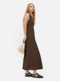 Mujer Primark Vestidos|Vestido Largo Texturizado A Rayas Sin Mangas