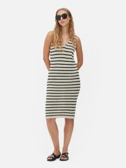 Mujer Primark Vestidos|Vestido Midi De Punto A Rayas