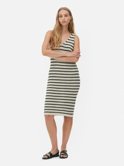 Mujer Primark Vestidos|Vestido Midi De Punto A Rayas