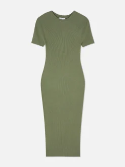 Mujer Primark Vestidos|Vestido Midi De Tipo Jersey Y Manga Corta