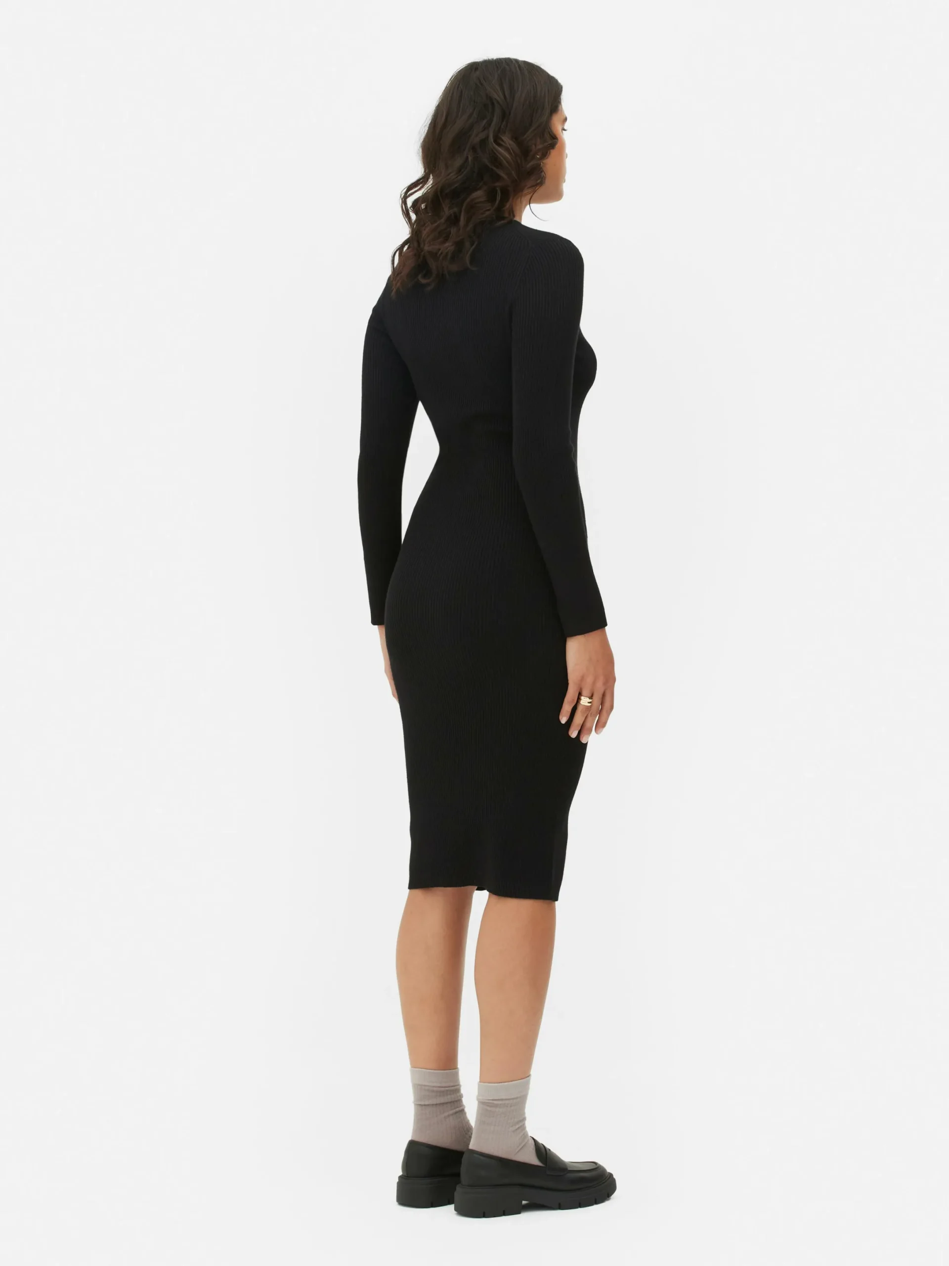 Mujer Primark Vestidos|Vestido Tipo Jersey De Manga Larga Y Cuello Redondo